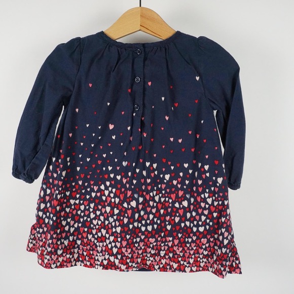 Baby Gap Lined Confetti Heart Patterned Blouse Navy Blue Size 12-18 Months - Picture 3 of 9
